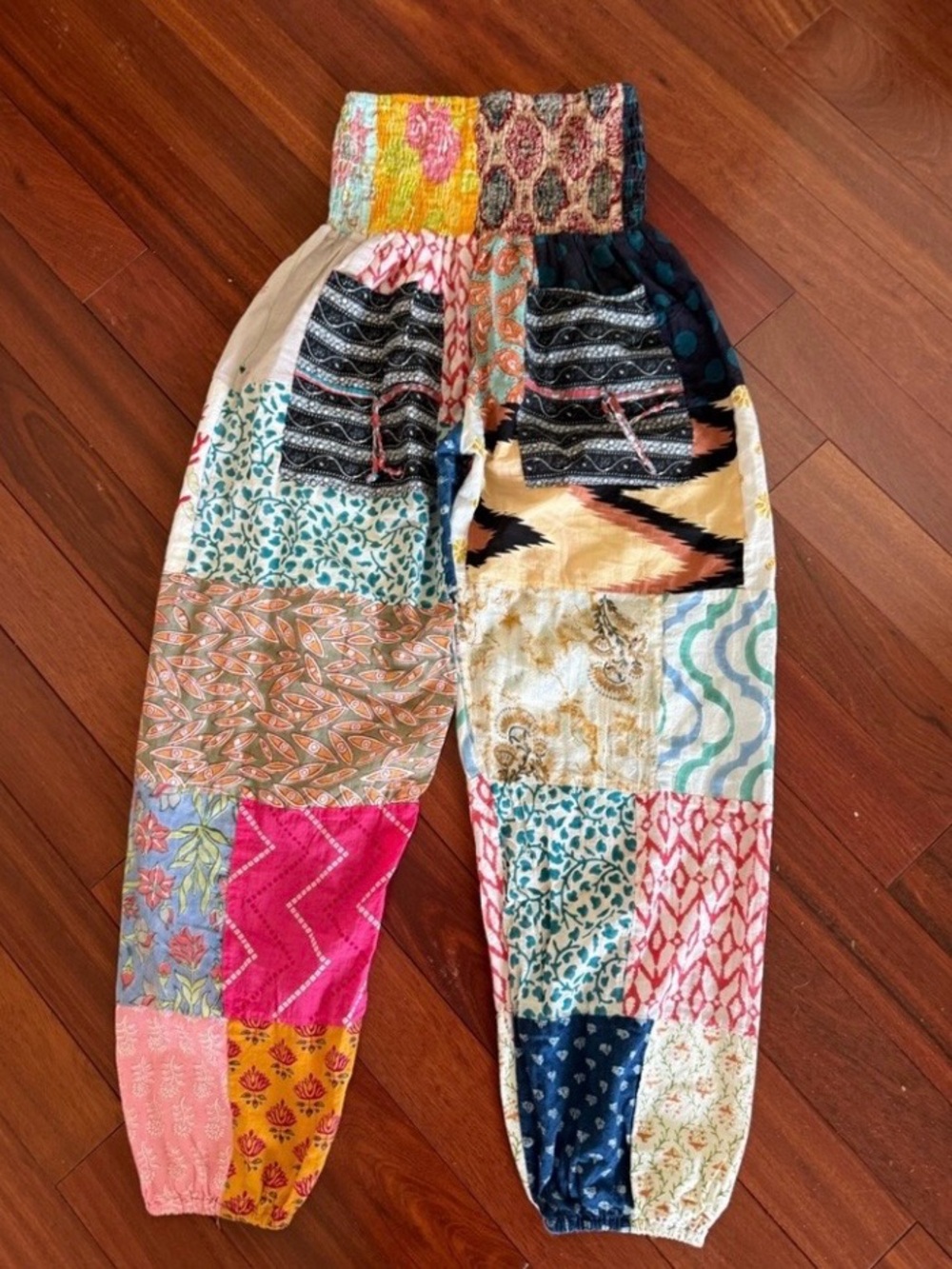 Boho inspired mixed print patchwork joggers - Picture 2 of 4
